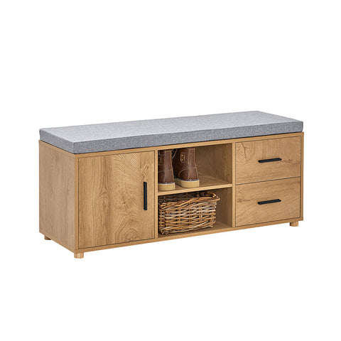 Rootz Shoe Cabinet with Bench - Shoe Organizer - Shoe Storage - MDF and Rubber Wood - Extra Stability with Six Legs - Dual Storage Drawers - Dimensions 110cm x 47cm x 35cm