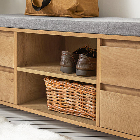 Rootz Shoe Cabinet with Bench - Storage Organizer - Hallway Bench - Shoe Rack - Industrial Design - MDF and Metal - 110cm x 45cm x 35cm