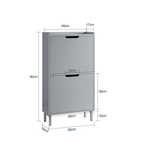 Rootz Schoenenkipperkast - Schoenenopbergorganisator - Schoenenkast - Ruimtebesparend ontwerp - Veelzijdige opslag - Verbeterde stabiliteit - Lichtgrijs - 50 cm x 90 cm x 19 cm