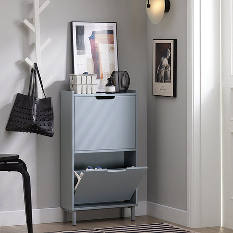 Rootz Schoenenkipperkast - Schoenenopbergorganisator - Schoenenkast - Ruimtebesparend ontwerp - Veelzijdige opslag - Verbeterde stabiliteit - Lichtgrijs - 50 cm x 90 cm x 19 cm