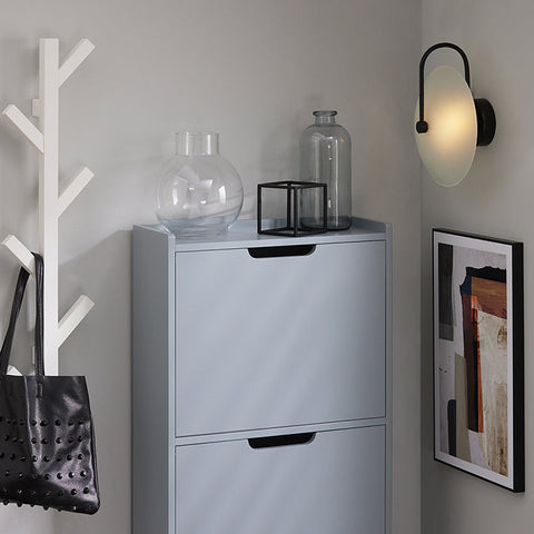 Rootz Shoe Tipper Cabinet - Shoe Storage Organizer - Shoe Dresser - Space-Saving Design - Versatile Storage - Enhanced Stability - Light Gray - 50cm x 129cm x 19cm