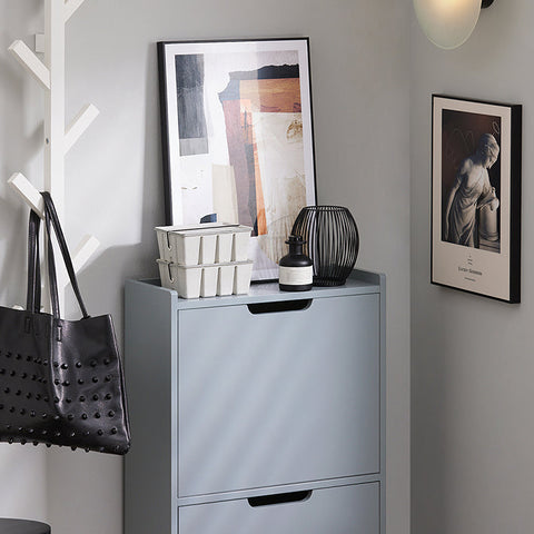 Rootz Schoenenkipperkast - Schoenenopbergorganisator - Schoenenkast - Ruimtebesparend ontwerp - Veelzijdige opslag - Verbeterde stabiliteit - Lichtgrijs - 50 cm x 90 cm x 19 cm