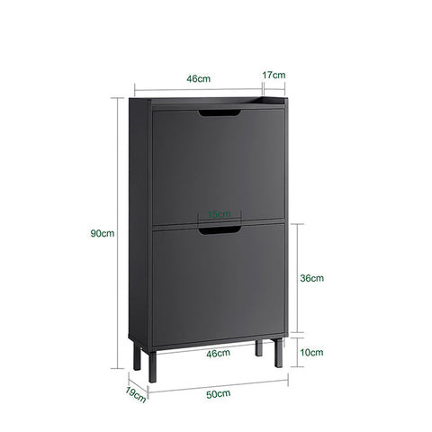 Rootz Shoe Cabinet - Shoe Rack - Shoe Organizer - MDF and Metal - 50cm x 90cm x 19cm - Weight 12.1kg - Load Capacity 16kg