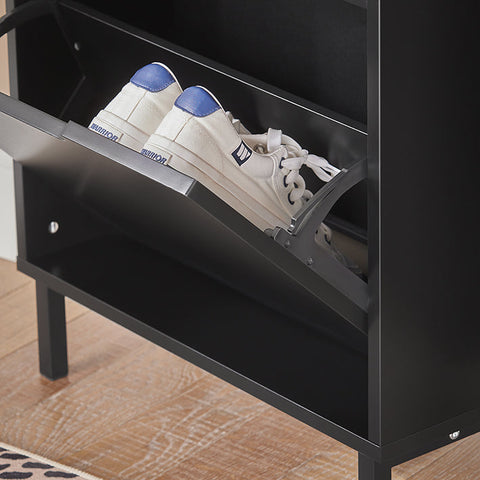 Rootz Shoe Cabinet - Shoe Rack - Shoe Organizer - MDF and Metal - 50cm x 90cm x 19cm - Weight 12.1kg - Load Capacity 16kg