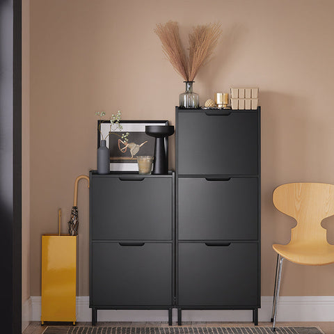 Rootz Shoe Cabinet - Shoe Rack - Shoe Organizer - MDF and Metal - 50cm x 90cm x 19cm - Weight 12.1kg - Load Capacity 16kg