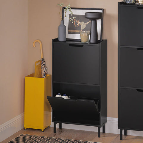 Rootz Shoe Cabinet - Shoe Rack - Shoe Organizer - MDF and Metal - 50cm x 90cm x 19cm - Weight 12.1kg - Load Capacity 16kg