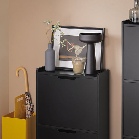 Rootz Shoe Cabinet - Shoe Rack - Shoe Organizer - MDF and Metal - 50cm x 90cm x 19cm - Weight 12.1kg - Load Capacity 16kg