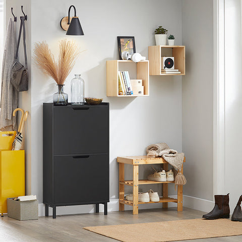 Rootz Shoe Cabinet - Shoe Rack - Shoe Organizer - MDF and Metal - 50cm x 90cm x 19cm - Weight 12.1kg - Load Capacity 16kg