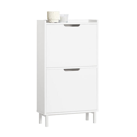 Rootz Schoenenkast met 2 kleppen - Schoenenkantelaar - Schoenenkast - Ruimtebesparend ontwerp - Veelzijdige opslag - Verbeterde stabiliteit - Wit - 50 cm x 91 cm x 19 cm