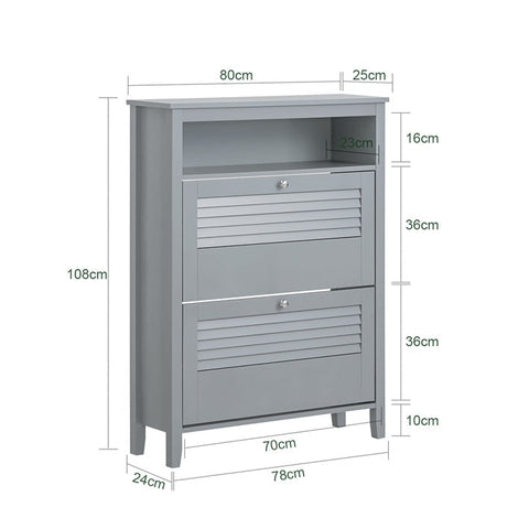 Rootz Shoe Storage Cabinet - Footwear Organizer - Entrance Space Saver - Compact Design - 80x108x25cm - Wall Mountable for Enhanced Stability