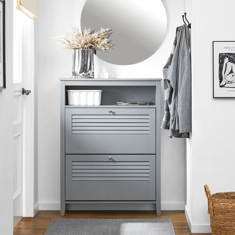 Rootz Shoe Storage Cabinet - Footwear Organizer - Entrance Space Saver - Compact Design - 80x108x25cm - Wall Mountable for Enhanced Stability