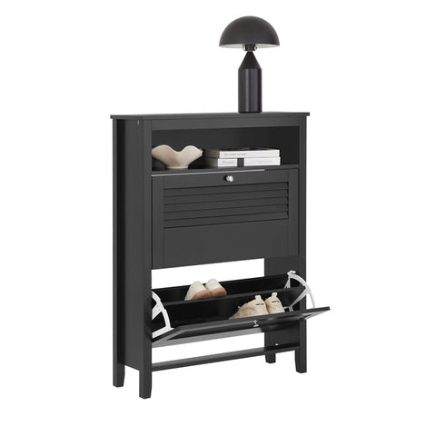 Rootz Shoe Storage Cabinet - Shoe Organizer - Shoe Rack - Wall Mountable Stability - 80x108x25cm