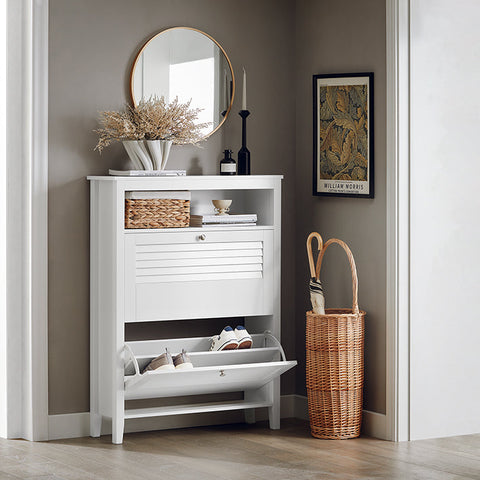 Rootz Shoe Cabinet - Entryway Storage - Shoe Organizer - MDF and PB - 80cm x 108cm x 25cm - Lightweight - Easy Assembly