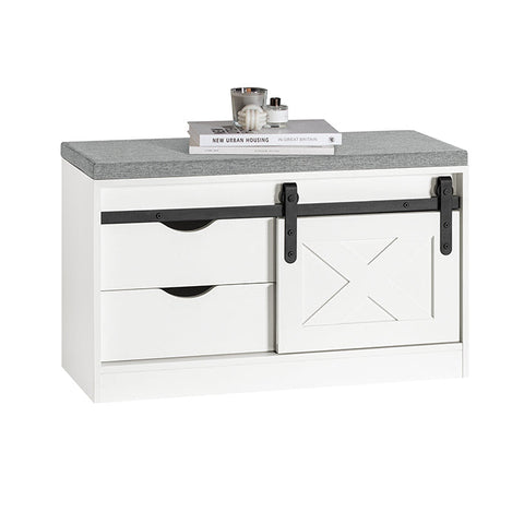 Rootz Storage Bench with Sliding Door - MDF PB Material - Adjustable Shelf - Two Drawers - 80cm x 49cm x 30cm