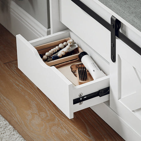 Rootz Storage Bench with Sliding Door - MDF PB Material - Adjustable Shelf - Two Drawers - 80cm x 49cm x 30cm