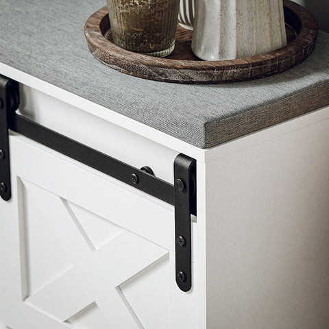 Rootz Storage Bench with Sliding Door - MDF PB Material - Adjustable Shelf - Two Drawers - 80cm x 49cm x 30cm