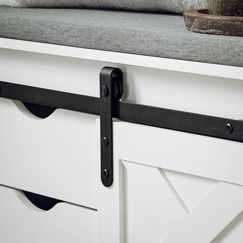 Rootz Storage Bench with Sliding Door - MDF PB Material - Adjustable Shelf - Two Drawers - 80cm x 49cm x 30cm