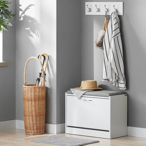 Rootz Shoe Bench with Seat Cushion - Shoe Rack - Storage Bench - Space-Saving Design - Comfortable Seating - Scratch-Resistant Rubber Feet - 60cm x 46cm x 30cm