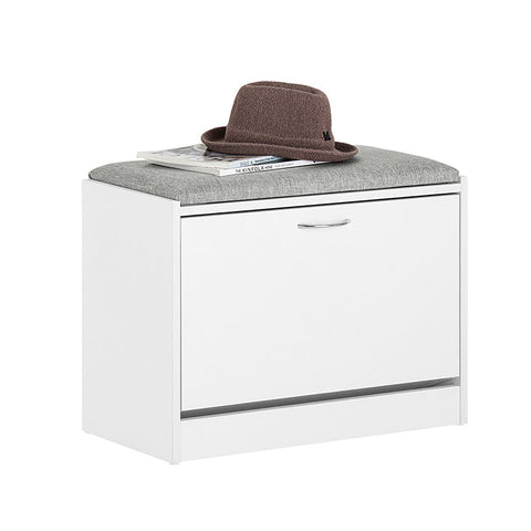 Rootz Shoe Bench with Seat Cushion - Shoe Rack - Storage Bench - Space-Saving Design - Comfortable Seating - Scratch-Resistant Rubber Feet - 60cm x 46cm x 30cm