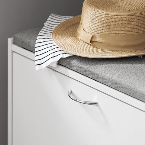 Rootz Shoe Bench with Seat Cushion - Shoe Rack - Storage Bench - Space-Saving Design - Comfortable Seating - Scratch-Resistant Rubber Feet - 60cm x 46cm x 30cm