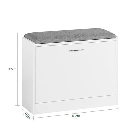 Rootz Shoe Bench with Storage - Shoe Tipper - Shoe Rack - Space-Saving Design - Comfortable Seating - Scratch-Resistant Rubber Feet - 60cm x 47cm x 24cm