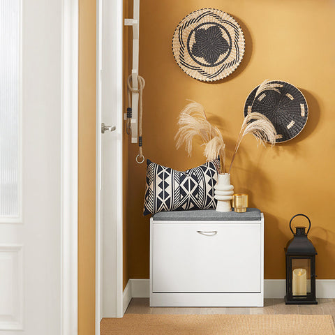 Rootz Shoe Bench with Storage - Shoe Tipper - Shoe Rack - Space-Saving Design - Comfortable Seating - Scratch-Resistant Rubber Feet - 60cm x 47cm x 24cm