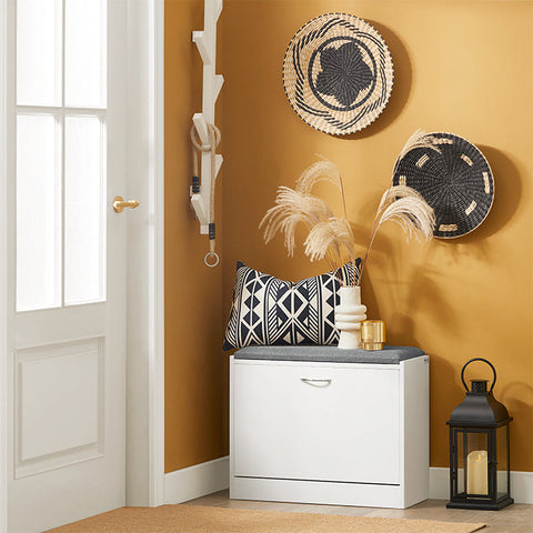 Rootz Shoe Bench with Storage - Shoe Tipper - Shoe Rack - Space-Saving Design - Comfortable Seating - Scratch-Resistant Rubber Feet - 60cm x 47cm x 24cm