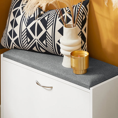 Rootz Shoe Bench with Storage - Shoe Tipper - Shoe Rack - Space-Saving Design - Comfortable Seating - Scratch-Resistant Rubber Feet - 60cm x 47cm x 24cm