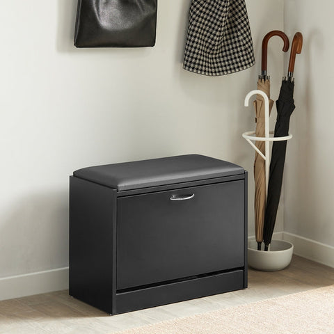 Rootz Shoe Bench with Storage - Shoe Tipper - Shoe Rack - Padded Seat - Space-Saving - Secure Stand - 60cm x 47cm x 30cm