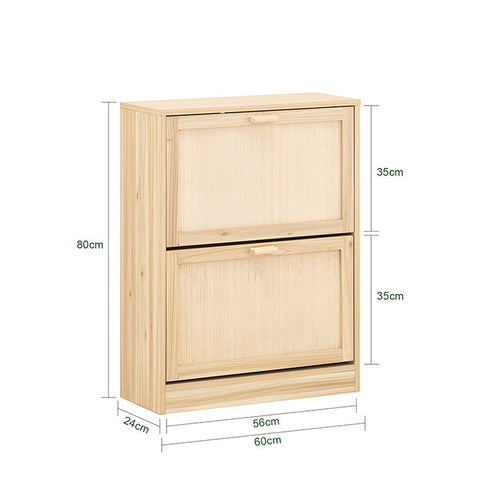 Rootz Shoe Cabinet - Bamboo Storage - Organizing Unit - Tilt Lock - 60cm x 80cm x 24cm