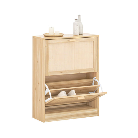 Rootz Shoe Cabinet - Bamboo Storage - Organizing Unit - Tilt Lock - 60cm x 80cm x 24cm