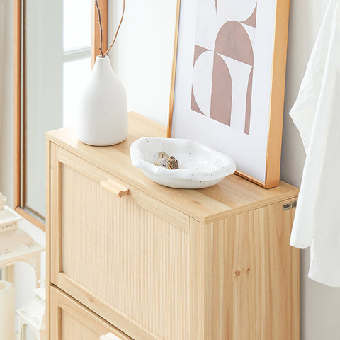 Rootz Shoe Cabinet - Bamboo Storage - Organizing Unit - Tilt Lock - 60cm x 80cm x 24cm