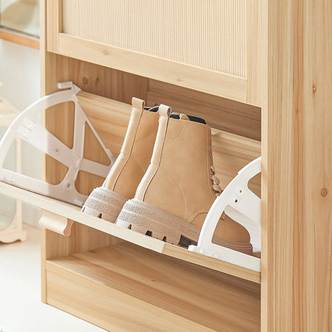 Rootz Shoe Cabinet - Bamboo Storage - Organizing Unit - Tilt Lock - 60cm x 80cm x 24cm