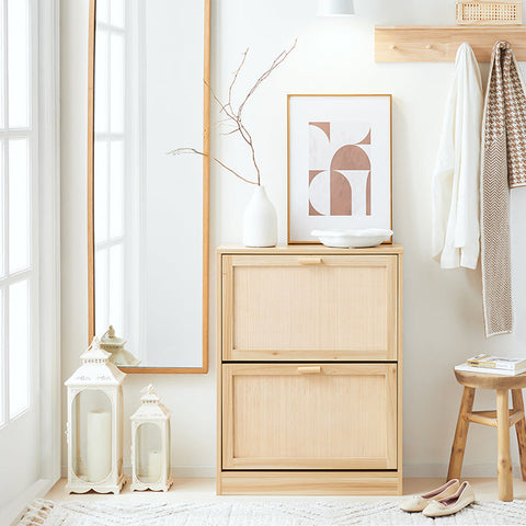 Rootz Shoe Cabinet - Bamboo Storage - Organizing Unit - Tilt Lock - 60cm x 80cm x 24cm