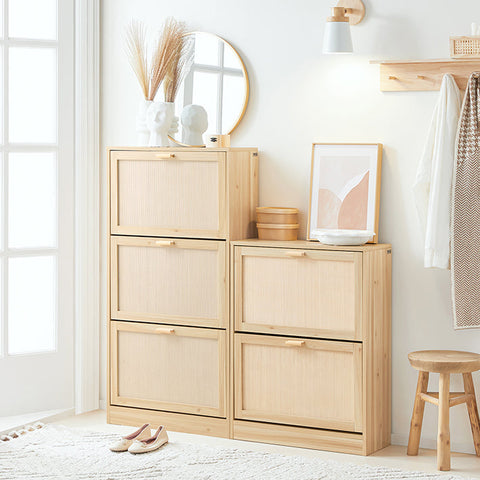 Rootz Shoe Cabinet - Bamboo Storage - Organizing Unit - Tilt Lock - 60cm x 80cm x 24cm