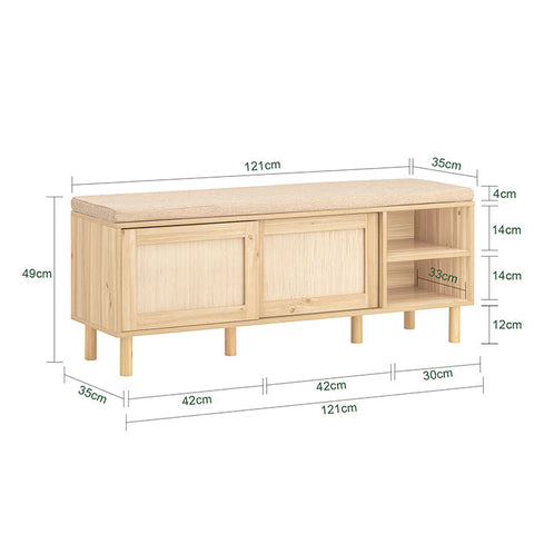 Rootz Shoe Cabinet with Bench - Shoe Organizer - Shoe Rack - Bamboo Material - 121cm x 49cm x 35cm