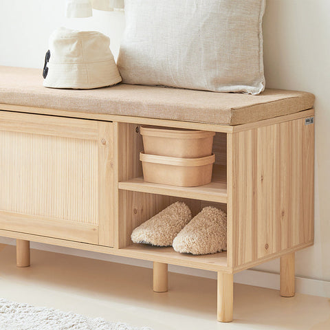 Rootz Shoe Cabinet with Bench - Shoe Organizer - Shoe Rack - Bamboo Material - 121cm x 49cm x 35cm