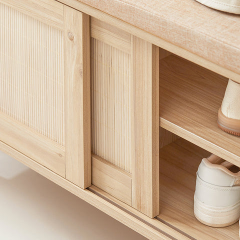 Rootz Shoe Cabinet with Bench - Shoe Organizer - Shoe Rack - Bamboo Material - 121cm x 49cm x 35cm