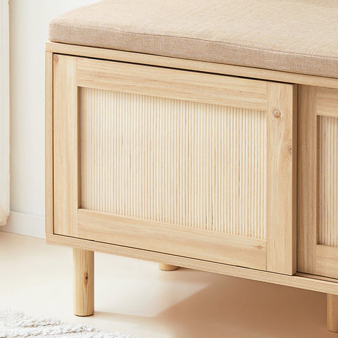 Rootz Shoe Cabinet with Bench - Shoe Organizer - Shoe Rack - Bamboo Material - 121cm x 49cm x 35cm