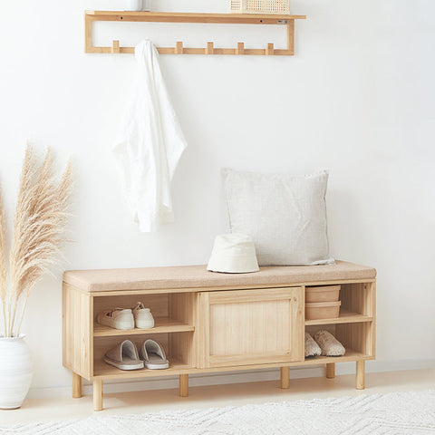 Rootz Shoe Cabinet with Bench - Shoe Organizer - Shoe Rack - Bamboo Material - 121cm x 49cm x 35cm