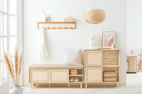 Rootz Shoe Cabinet with Bench - Shoe Organizer - Shoe Rack - Bamboo Material - 121cm x 49cm x 35cm