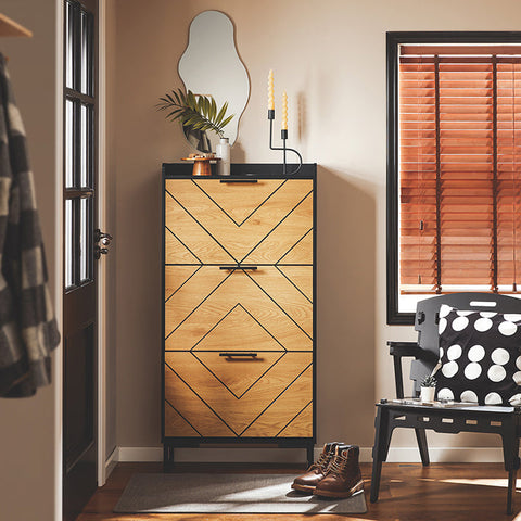 Rootz Shoe Cabinet - Shoe Organizer - Footwear Storage - Adjustable Compartments - 62x125x24cm MDF & Metal Legs