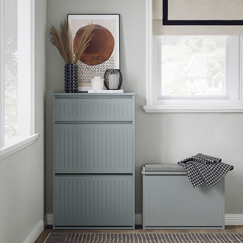 Rootz Schoenenkast met 2 kleppen en 1 lade - Schoenenkantelaar - Schoenenrek - Veelzijdige opslag - Eenvoudige montage - Ruimtebesparend ontwerp - 61 cm x 100 cm x 26 cm