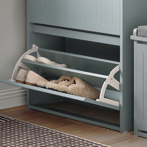 Rootz Schoenenkast met 2 kleppen en 1 lade - Schoenenkantelaar - Schoenenrek - Veelzijdige opslag - Eenvoudige montage - Ruimtebesparend ontwerp - 61 cm x 100 cm x 26 cm