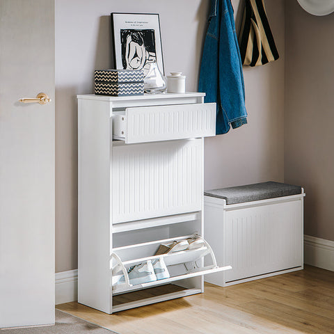 Rootz Schoenenkipperkast - Schoenenrek - Schoenenopbergorganisator - Veelzijdige opslag - Eenvoudige montage - Duurzaam MDF-materiaal - 61 cm x 100 cm x 26 cm