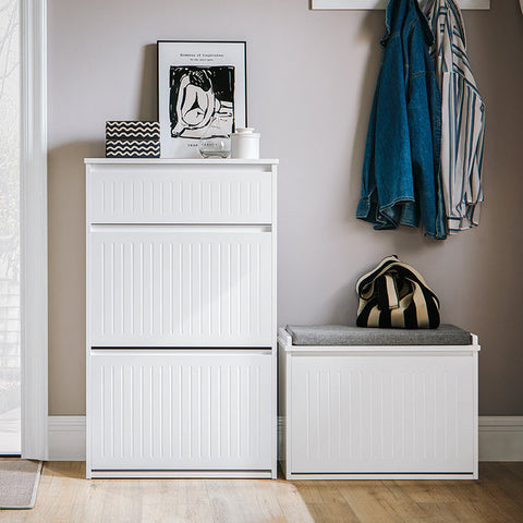 Rootz Schoenenkipperkast - Schoenenrek - Schoenenopbergorganisator - Veelzijdige opslag - Eenvoudige montage - Duurzaam MDF-materiaal - 61 cm x 100 cm x 26 cm