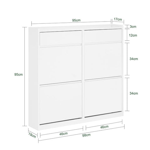 Rootz Shoe Storage Unit - Shoe Organizer - Entryway Cabinet - Space-Saving Design - MDF Material - 98x95x19cm