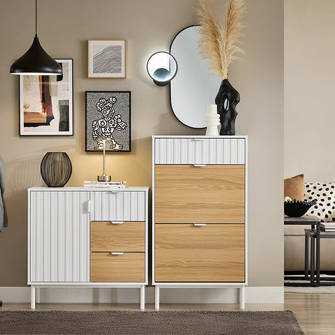 Rootz Shoe Storage Cabinet - Shoe Organizer - Footwear Shelving - MDF & Metal Stability - 60x110x35cm