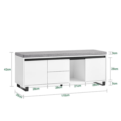 Rootz Shoe Cabinet - Storage Unit - Organizing Solution - Adjustable Shelves - 110x42x35cm