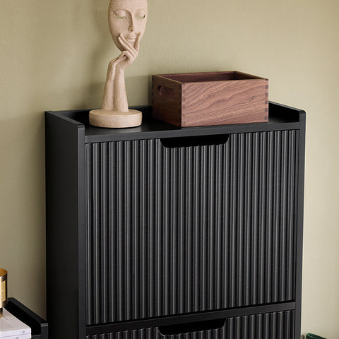 Rootz Shoe Cabinet Organizer - Shoe Shelf - Footwear Storage - Space-Saving - 50x130x19cm - Ideal for Entrances - MDF/Metal - Black